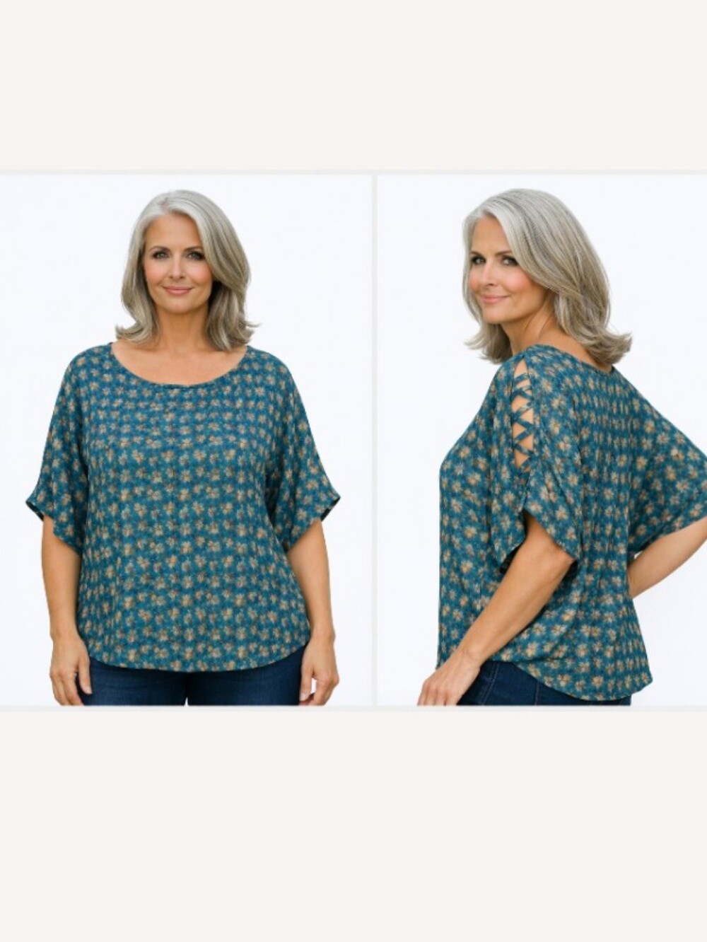 "Xhilaration" Ladies (L) Beautiful Teal Short Sleeve Boxy Blouse